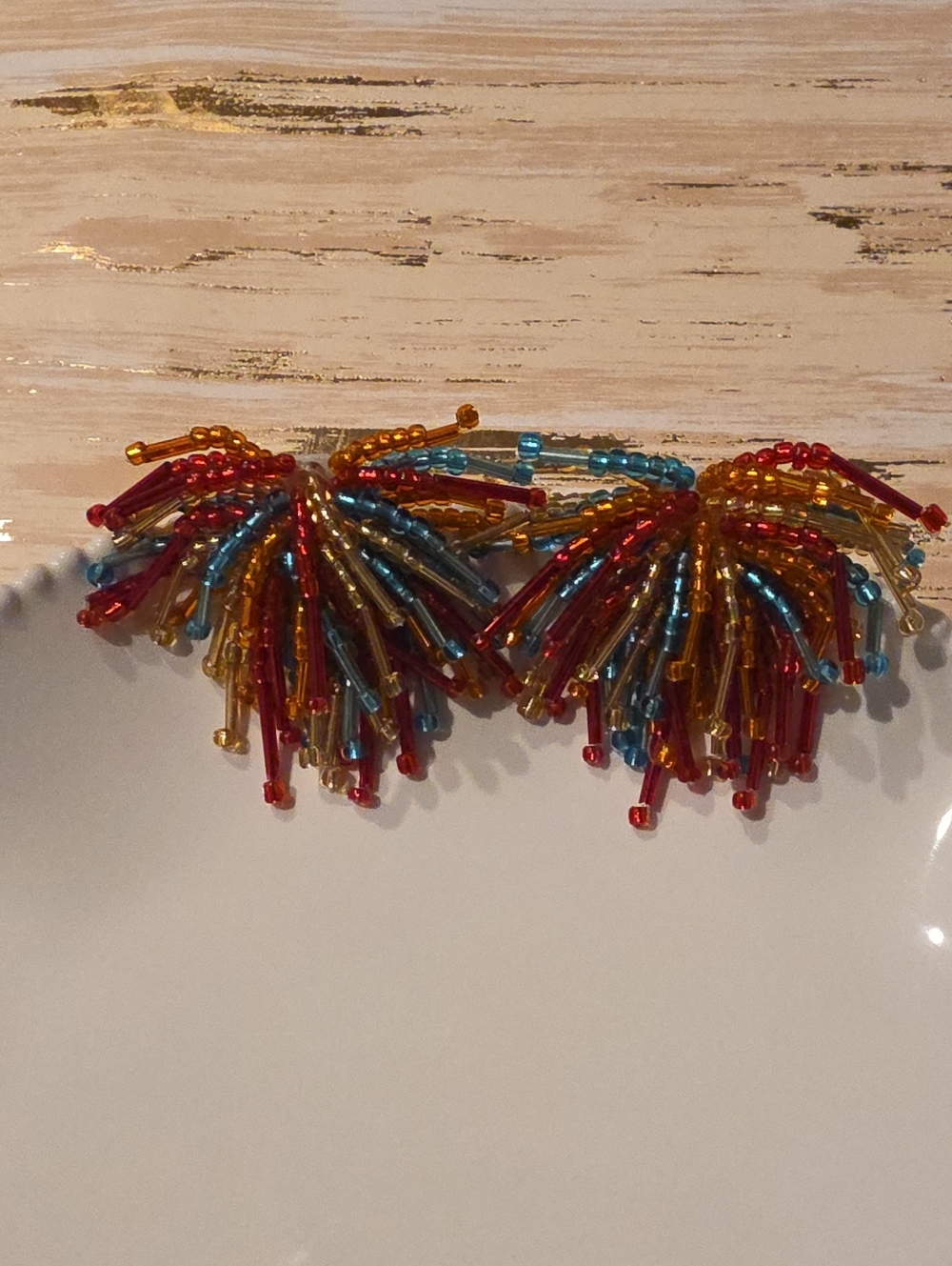 New! Colorful Fireworks Burst Beaded Statement Dopamine Earrings • NWOT #1095